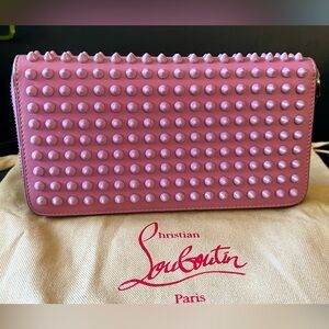 GUC Christian Louboutin Panneton Spike Long Zippy Wallet in Lilac color